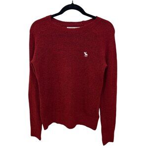 Abercrombie & Fitch Women's S Red Knit Sweater Pullover Moose Logo
